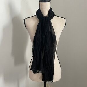 Black Semi Sheer Scarf Lightweight Rectangular Wrap Chic Modern Accent Corporate